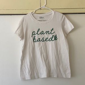 white “plant based” t-shirt